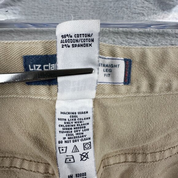 Liz Claiborne Straight Leg Fit Jeans Stretch Mid Rise Womens Beige SZ 14 Petite - Picture 6 of 11